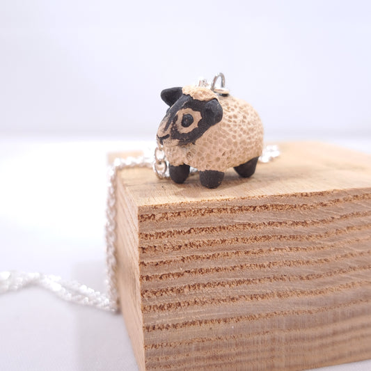 Tiny Ceramic Sheep Necklace