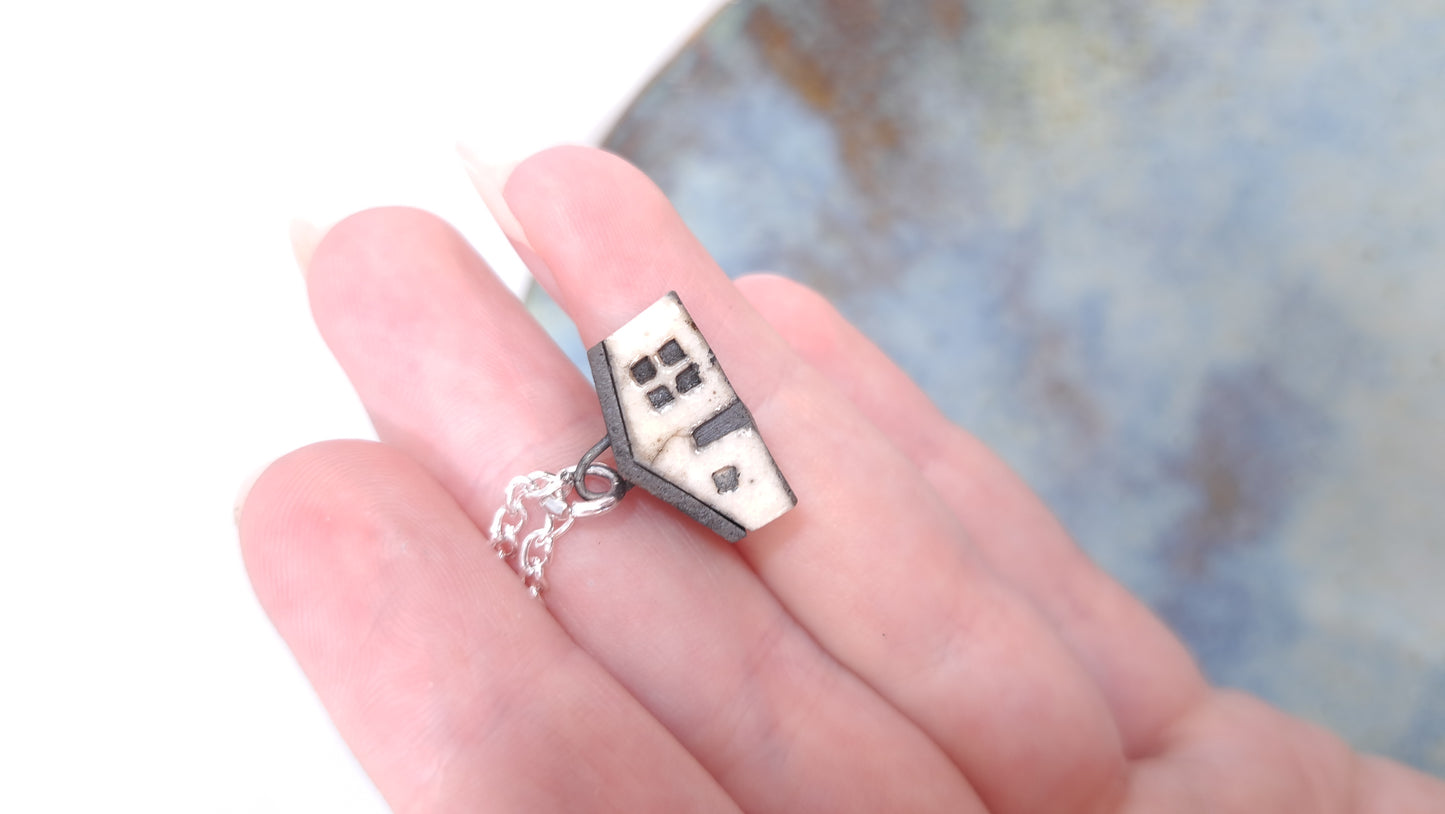 Tiny Raku Cottage Necklace