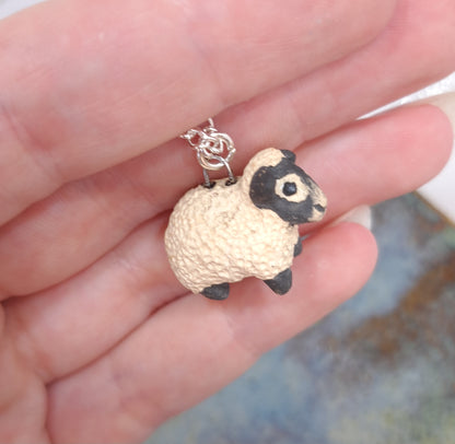 Tiny Ceramic Sheep Necklace
