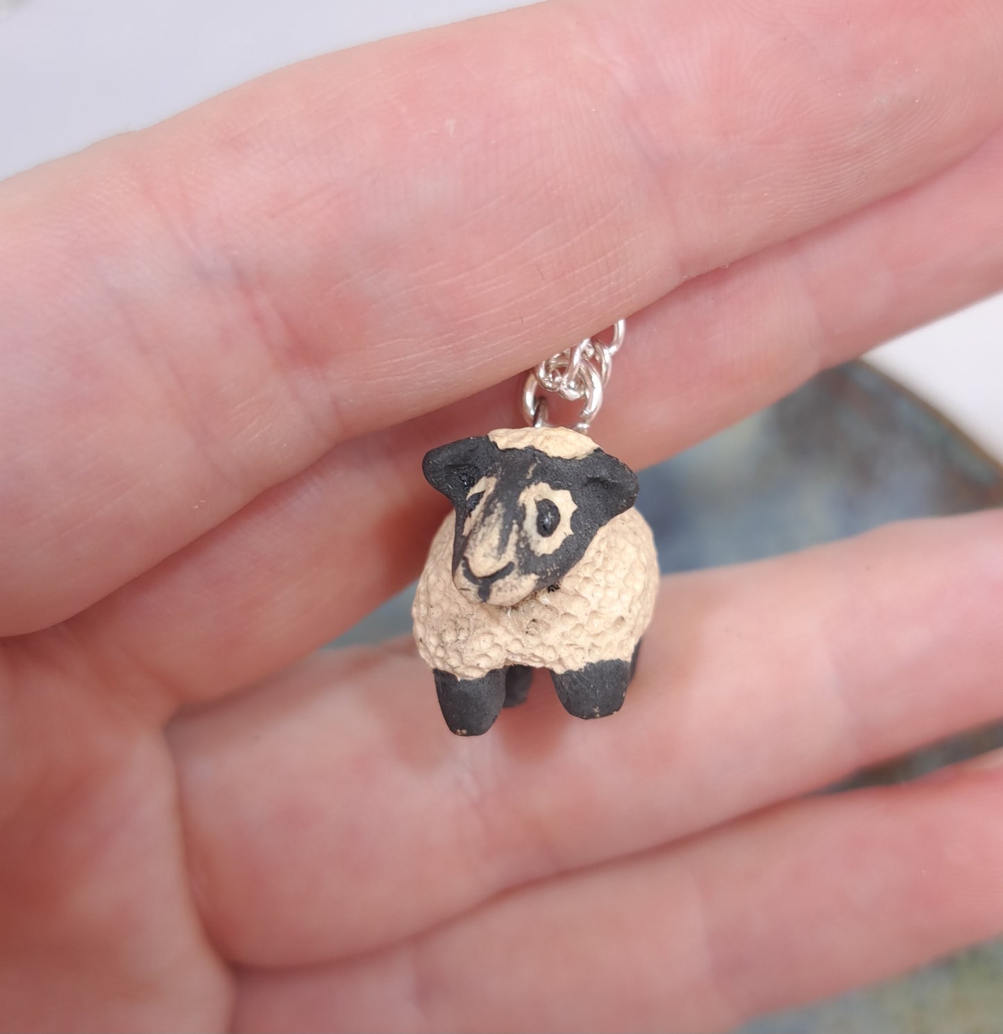 Tiny Ceramic Sheep Necklace